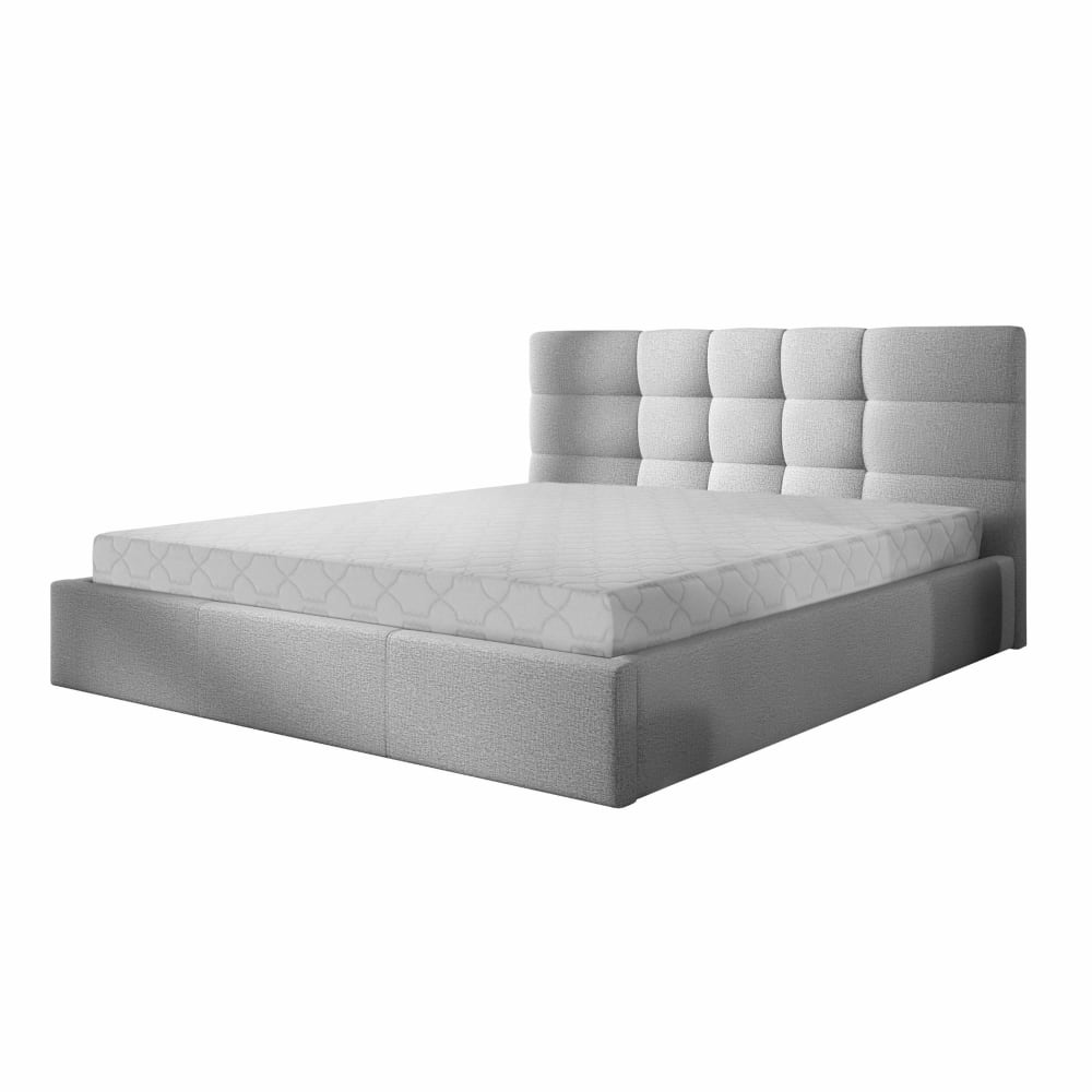 Lit coffre king size   180x200   en tissu  gris clair