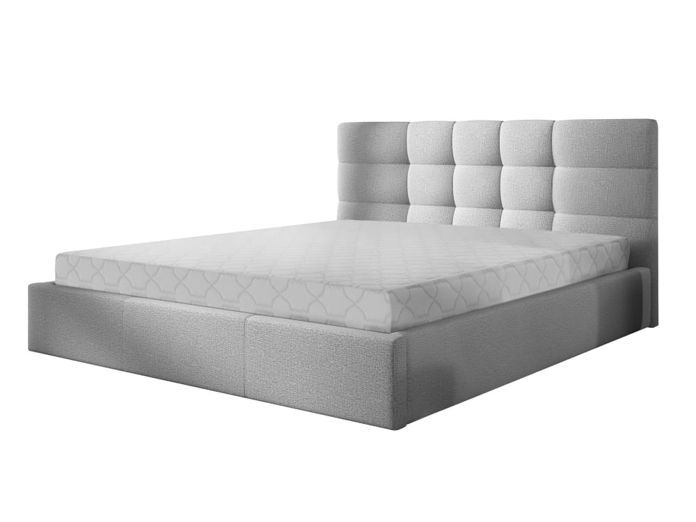 Lit coffre king size 180x200 en tissu gris clair - Maisons du Monde