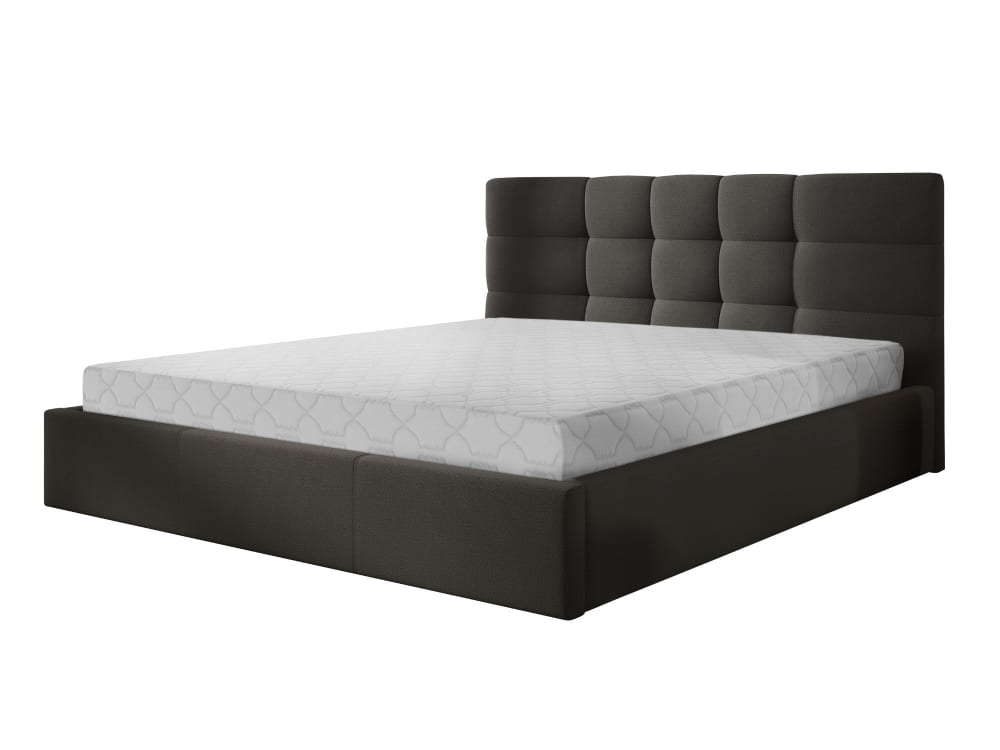 Lit coffre king size 180x200 en tissu gris anthracite - Maisons du Monde