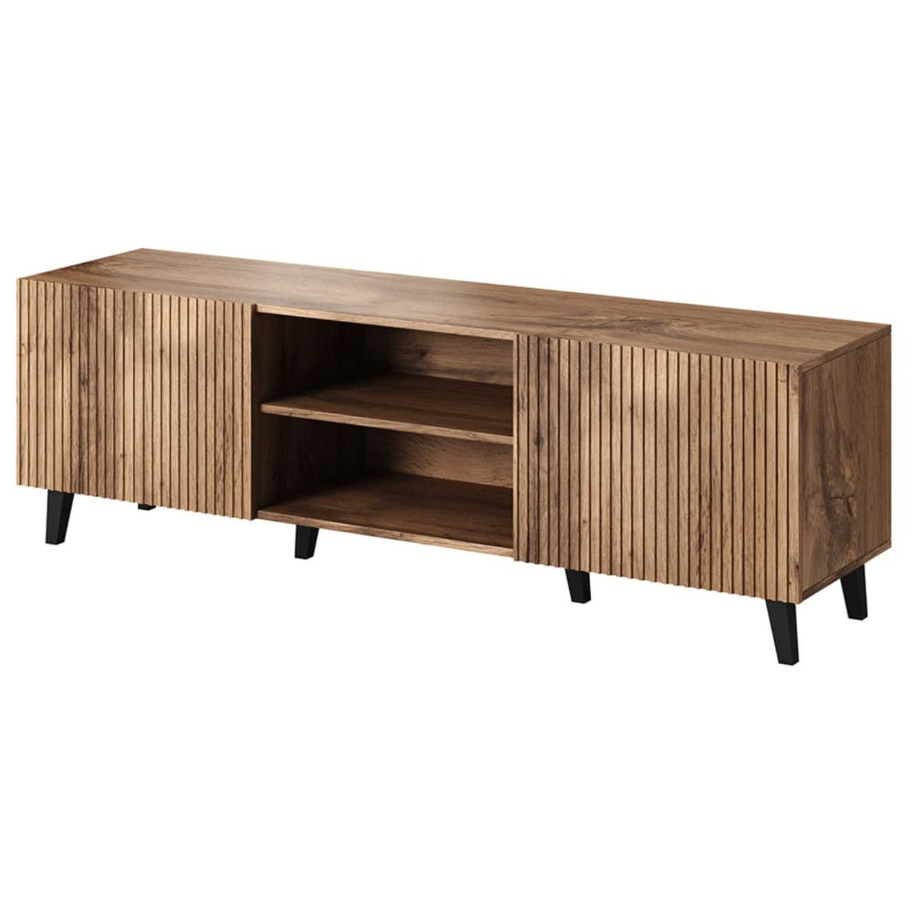 Meuble tv 2 portes 2 niches effet bois 150 cm — Beyit