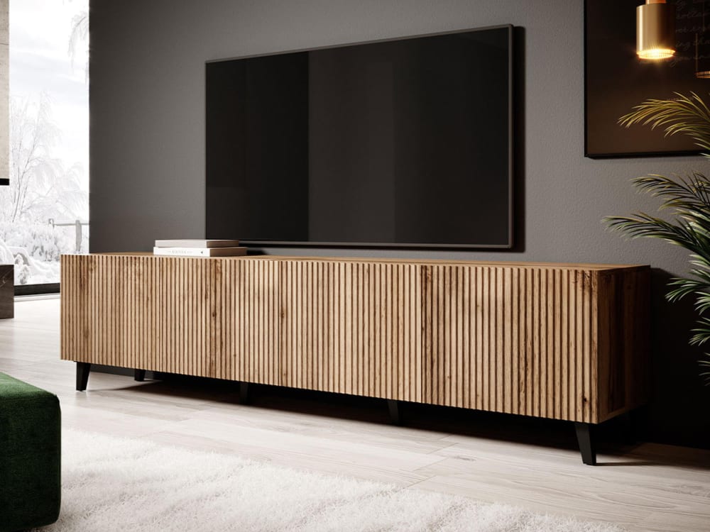 Meuble tv 4 portes effet bois 200 cm marron - Maisons du Monde