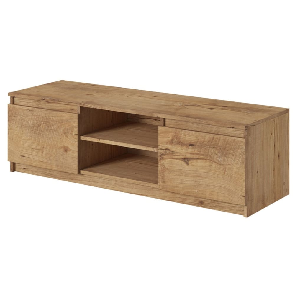 Meuble tv 2 portes et 2 niches 120 cm noir / bois et bois — Beyit