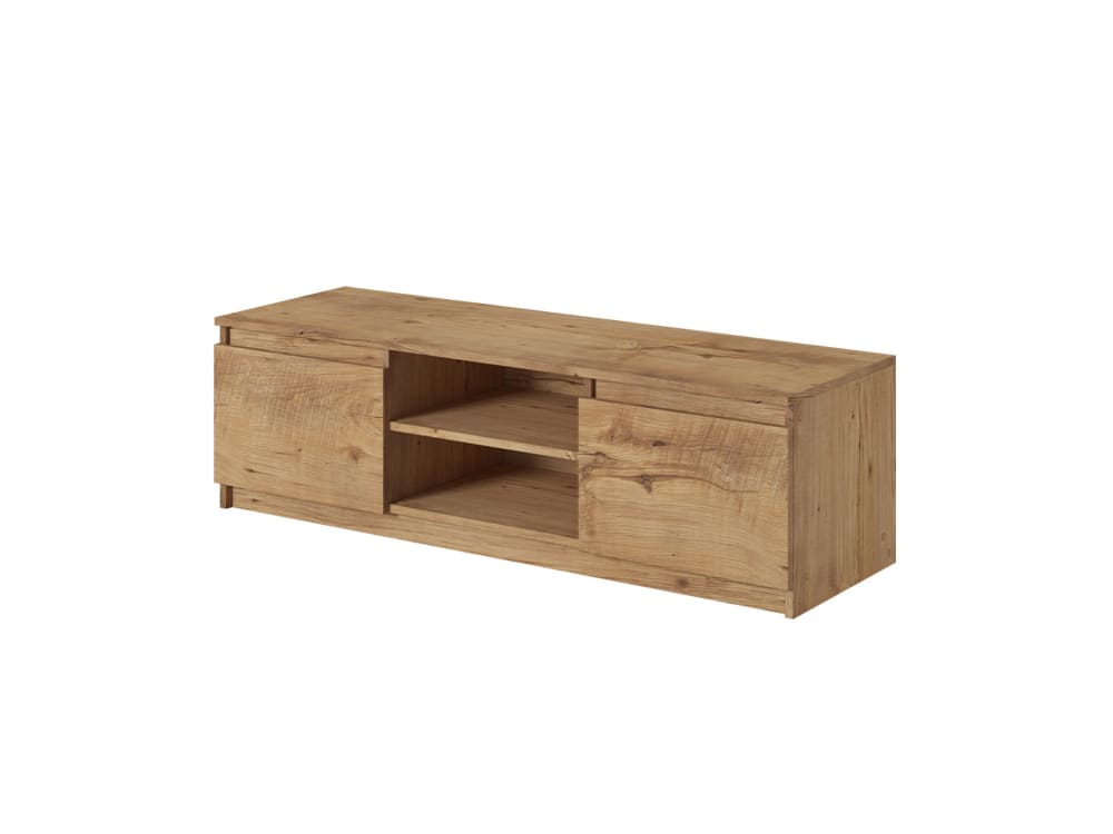 Meuble tv 2 portes et 2 niches 120 cm noir / bois et bois - Maisons du Monde