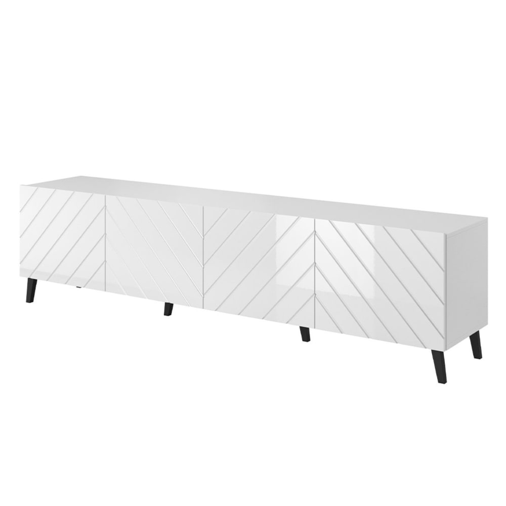 Meuble TV style contemporain 200 cm blanc
