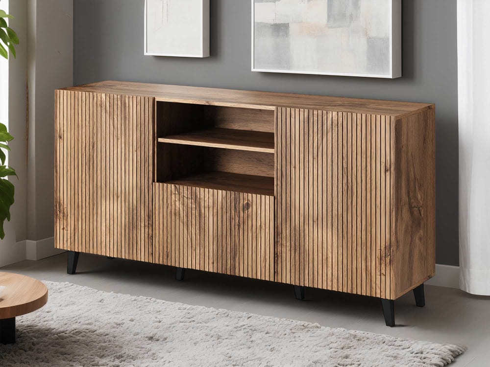 Buffet bas 2 portes 1 tiroir 1 niche 150cm bois - Maisons du Monde