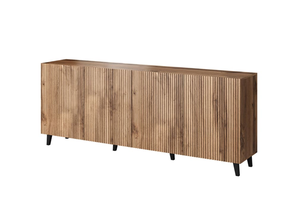 Buffet bas 4 portes effet bois 200 cm marron - Maisons du Monde