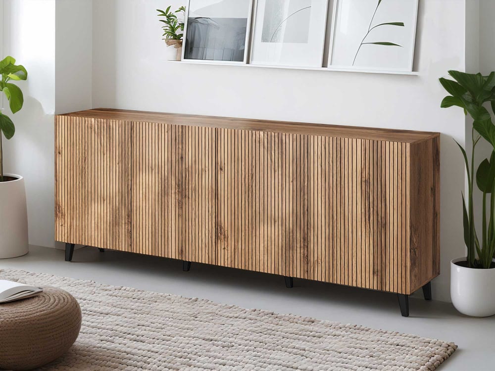 Buffet bas contemporain 200 cm bois