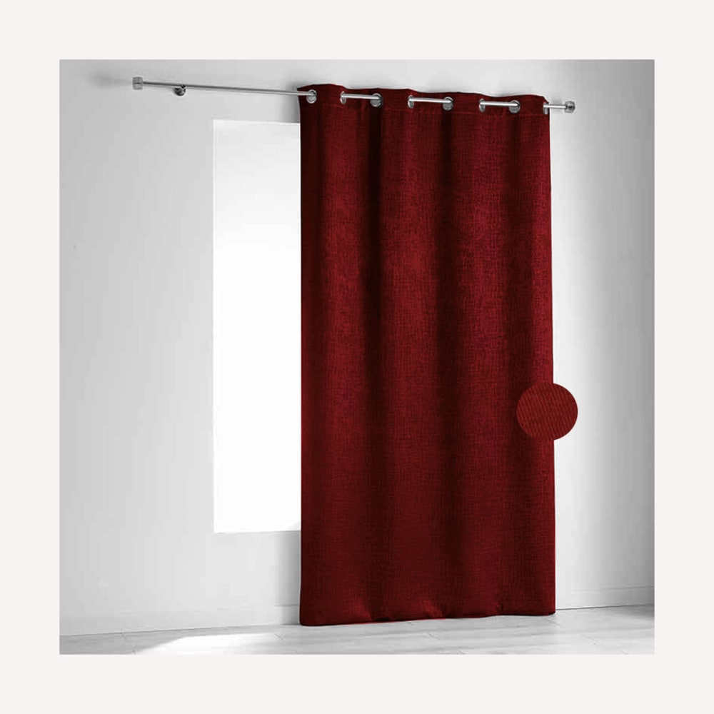 Rideau ignifugé  en velours fiore polyester/velours rouge