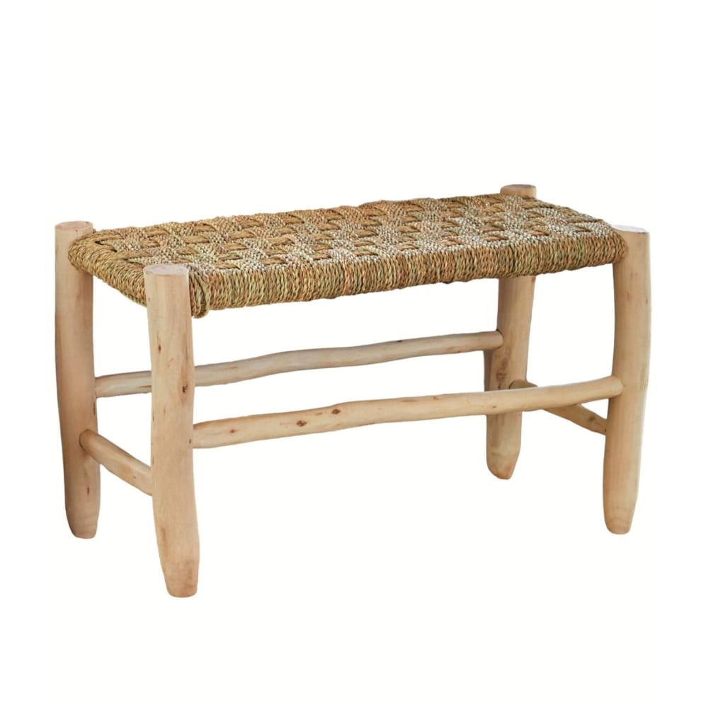 Banc marocain tressage damier osier/bois naturel 30 x 60 Banc marocain tressage damier osier/bois naturel 30 x 60