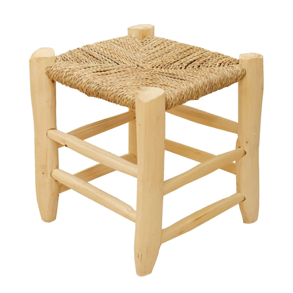 Tabouret marocain bois de laurier - osier/bois - 30 cm Tabouret marocain bois de laurier - osier/bois - 30 cm