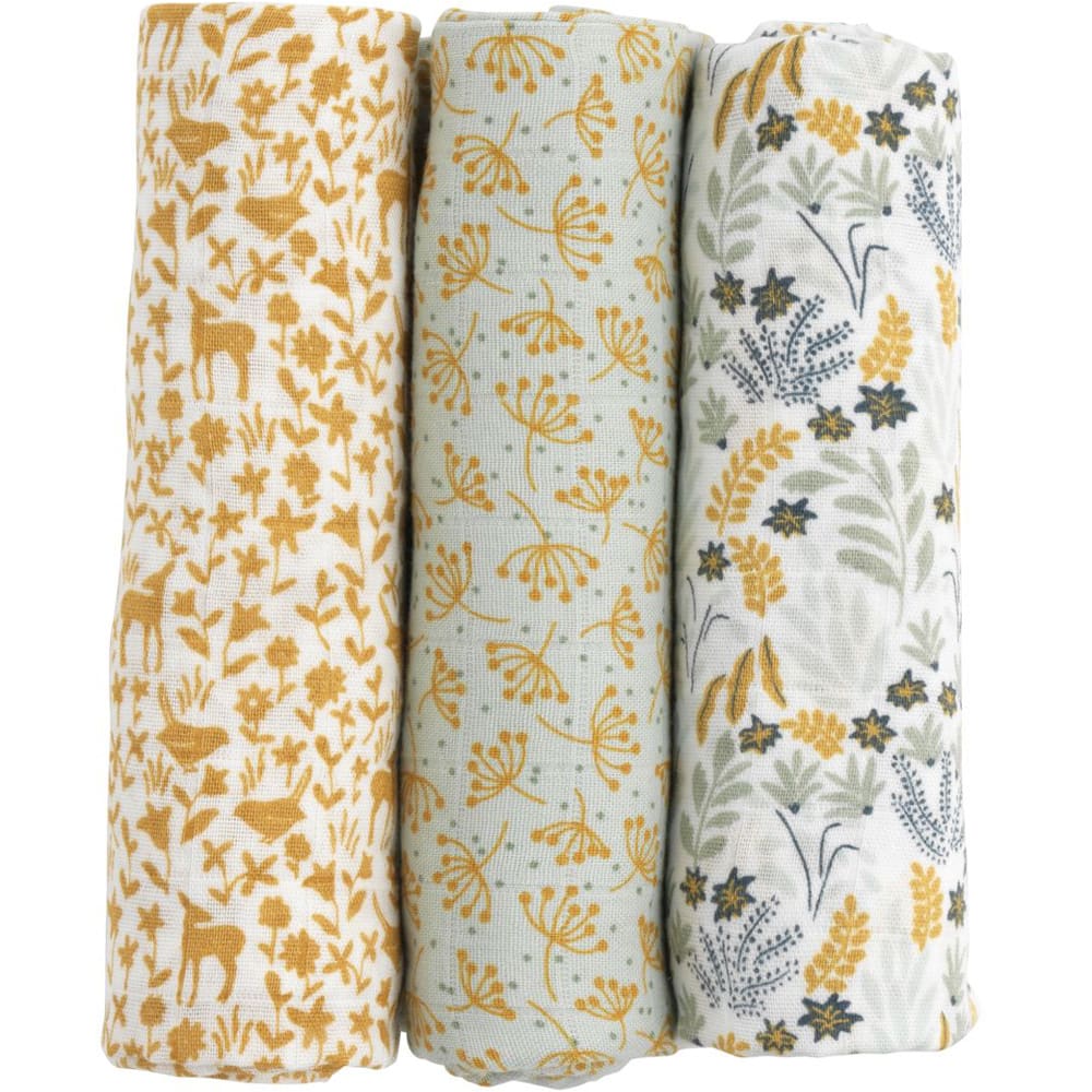Lot de 3 langes en coton bio PROMENONS-NOUS Lot de 3 langes en coton bio PROMENONS-NOUS