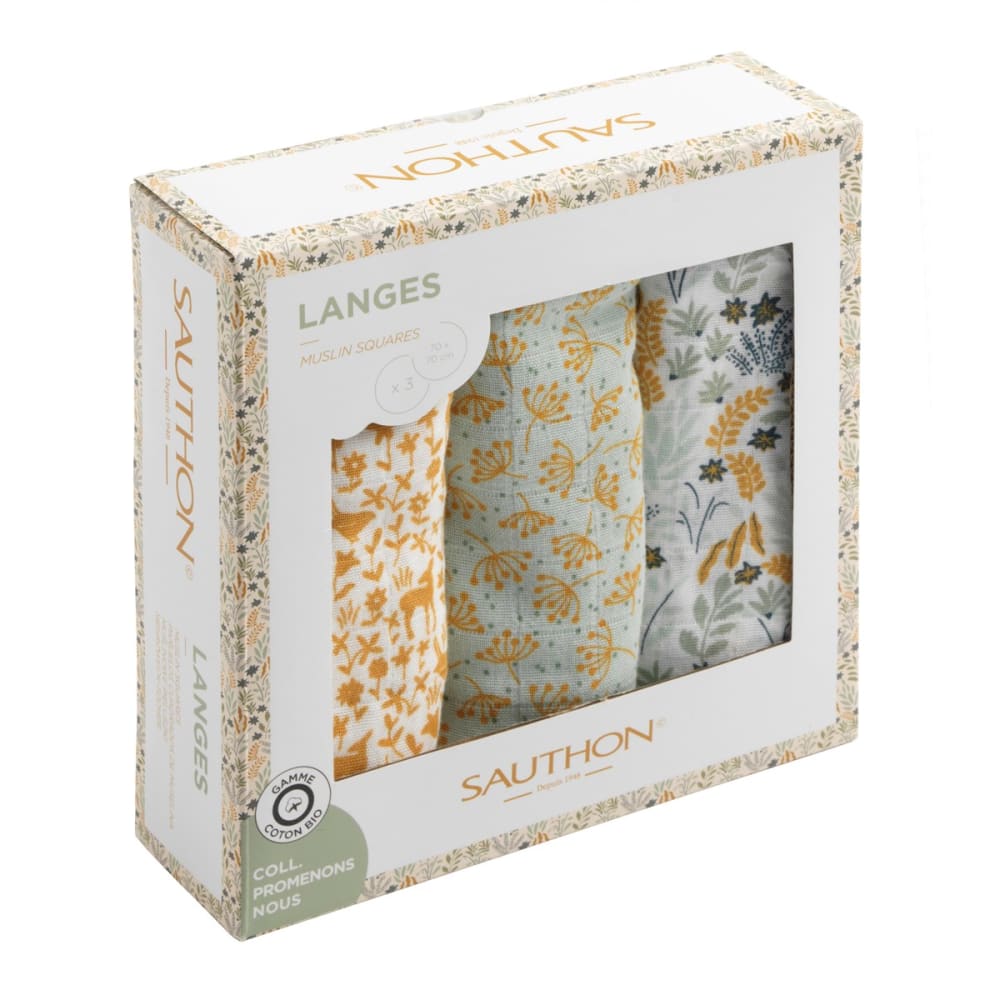 Lot de 3 langes en coton bio PROMENONS-NOUS - Maisons du Monde