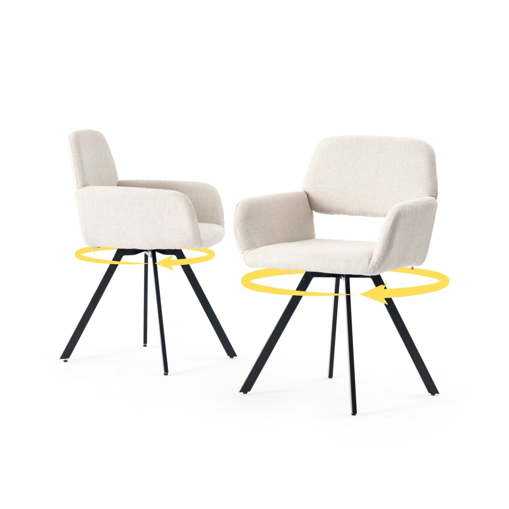 Urban Meuble Set mit 2 Drehbaren Skandinavischen Stoffstühlen, Beige style classic chic Beige Stoff