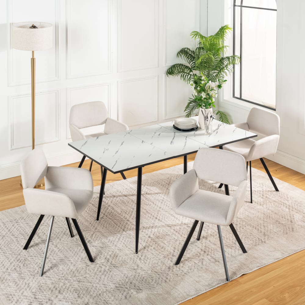 Lot de 2 chaises scandinaves rotative tissu beige
