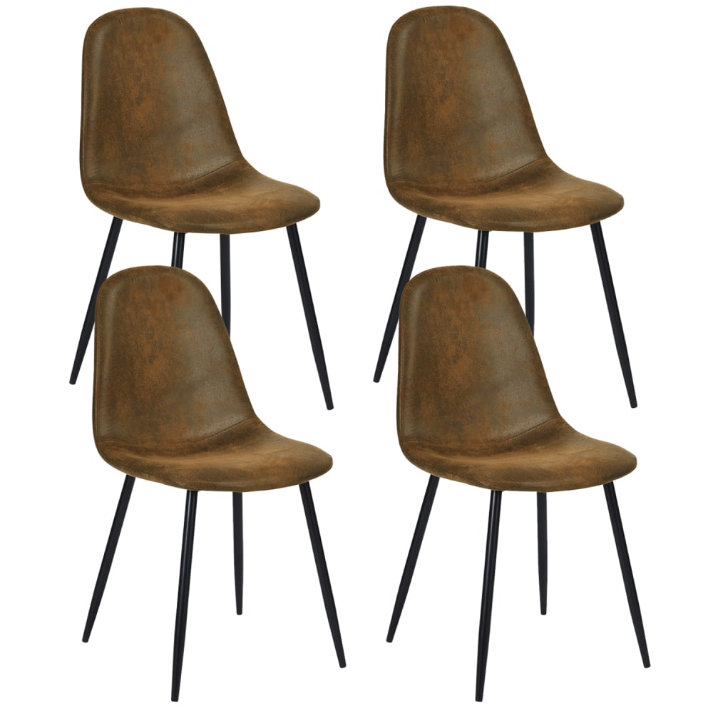 Urban Meuble Set mit 4 Esszimmerstühlen im Vintage-Stil style vintage Braun Stoff