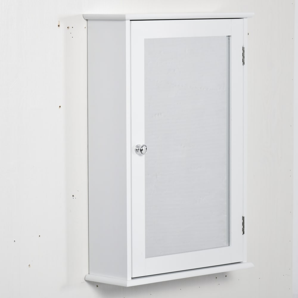 Armoire murale salle de bain avec miroir - porte, 2 étagères - blanc