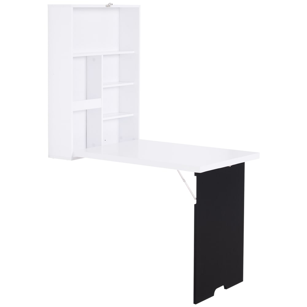 Homcom Wandbüro-Kombi mit Klapptisch & integrierter Kreidetafel Weiß Spanplatte