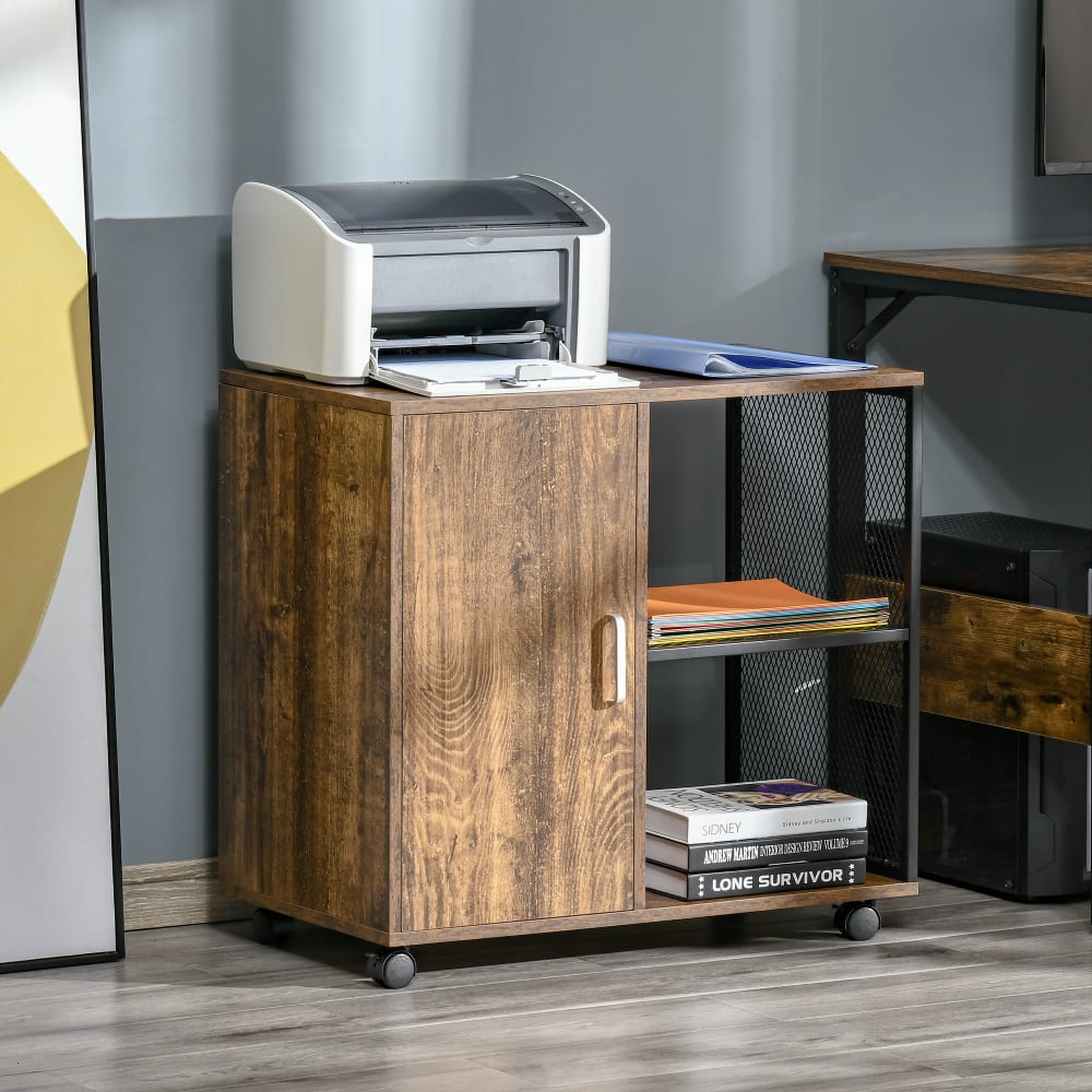 Support d'imprimante caisson bureau porte 2 niches grand plateau