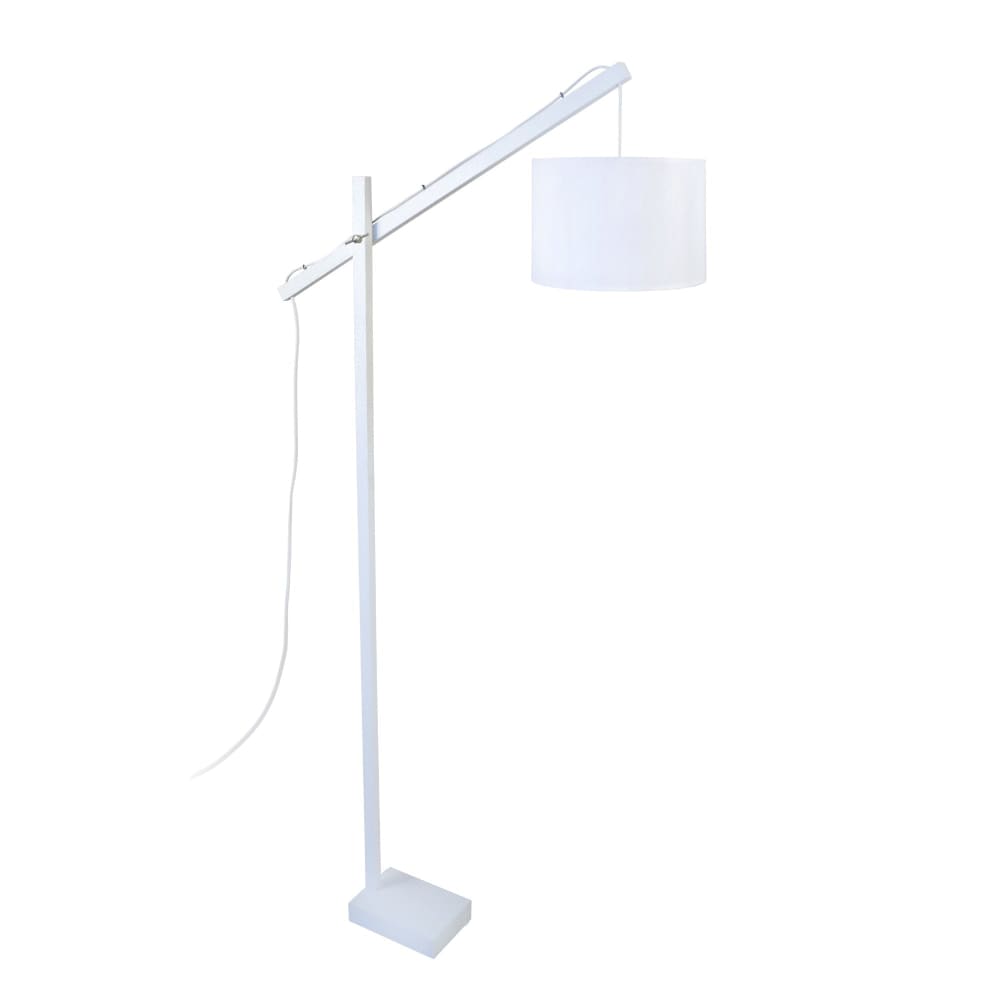 Lampadaire liseuse bois blanc abat-jour blanc