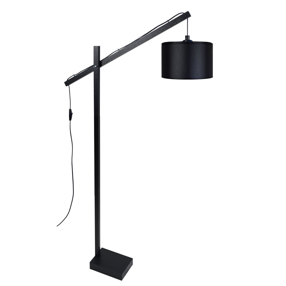 Lampadaire liseuse bois noir abat-jour noir