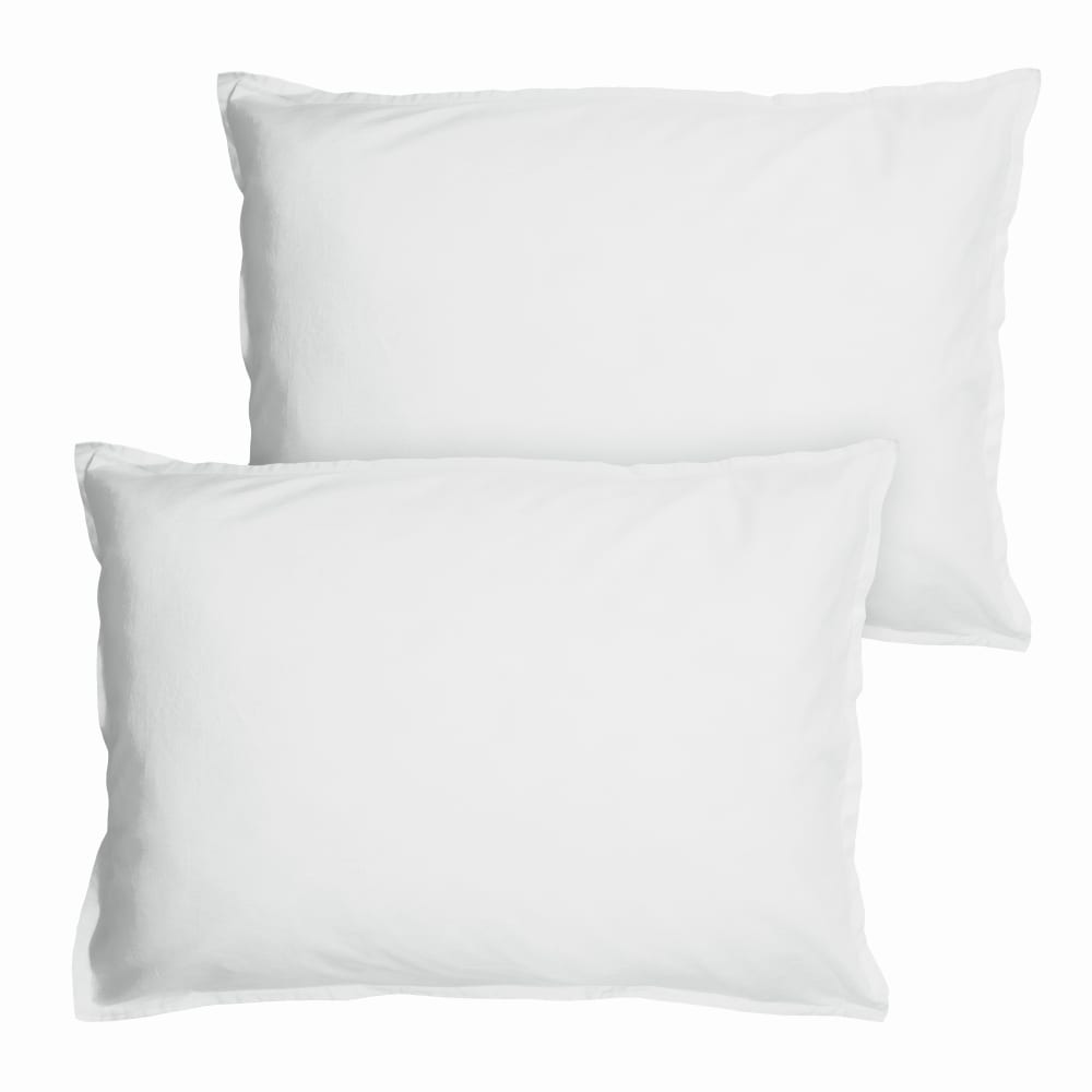 Set de 2 taies d'oreiller unies à volant blanc 50x70cm - Maisons du Monde