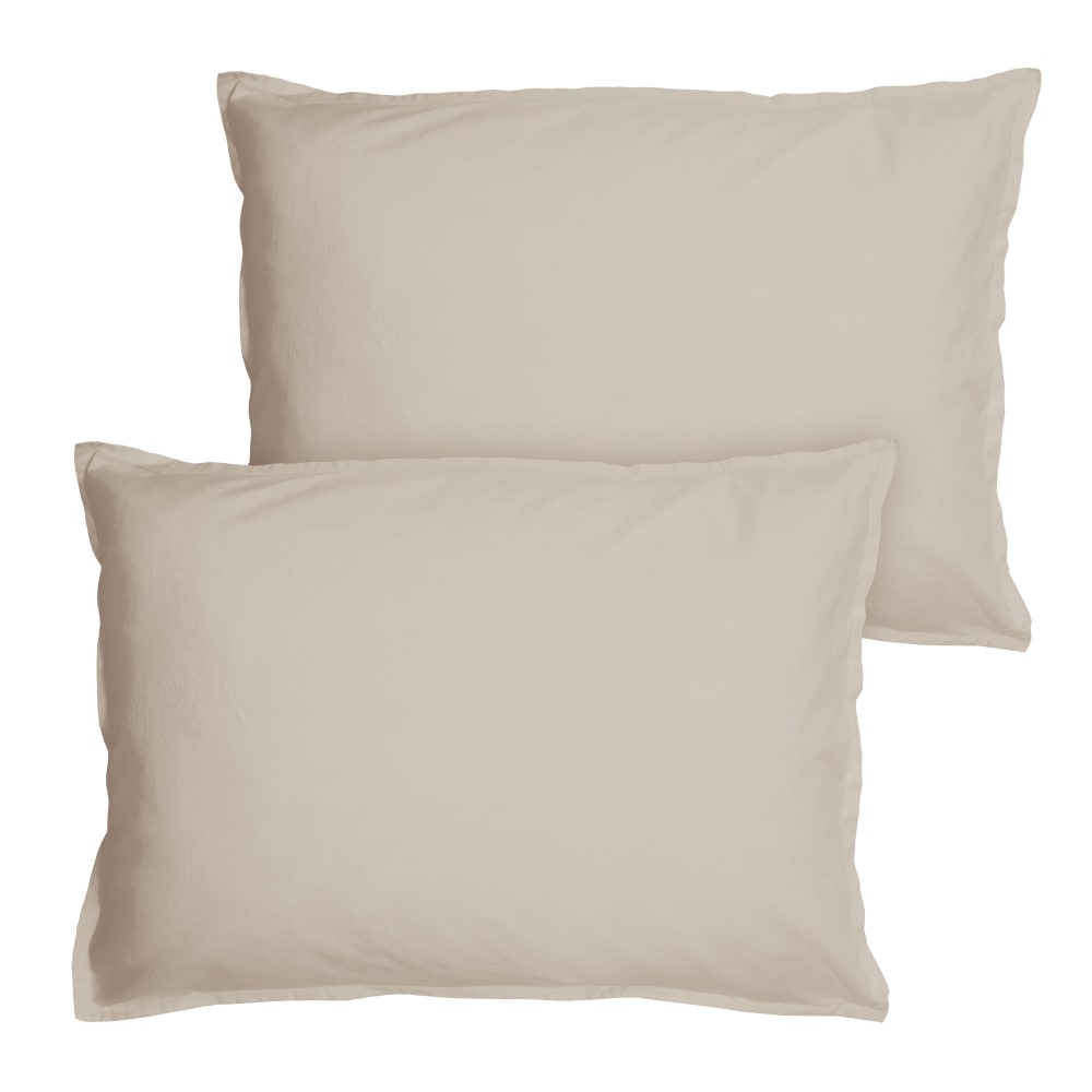 Set de 2 taies d'oreiller unies à volant lin 65x65cm - Maisons du Monde