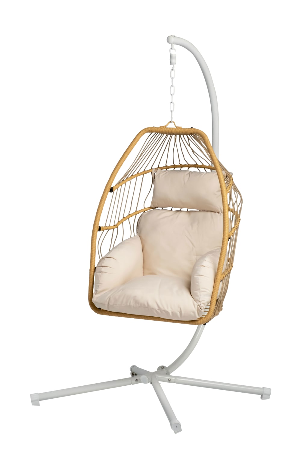 Fauteuil Suspendu 1 Place Beige Rotin Synthétique