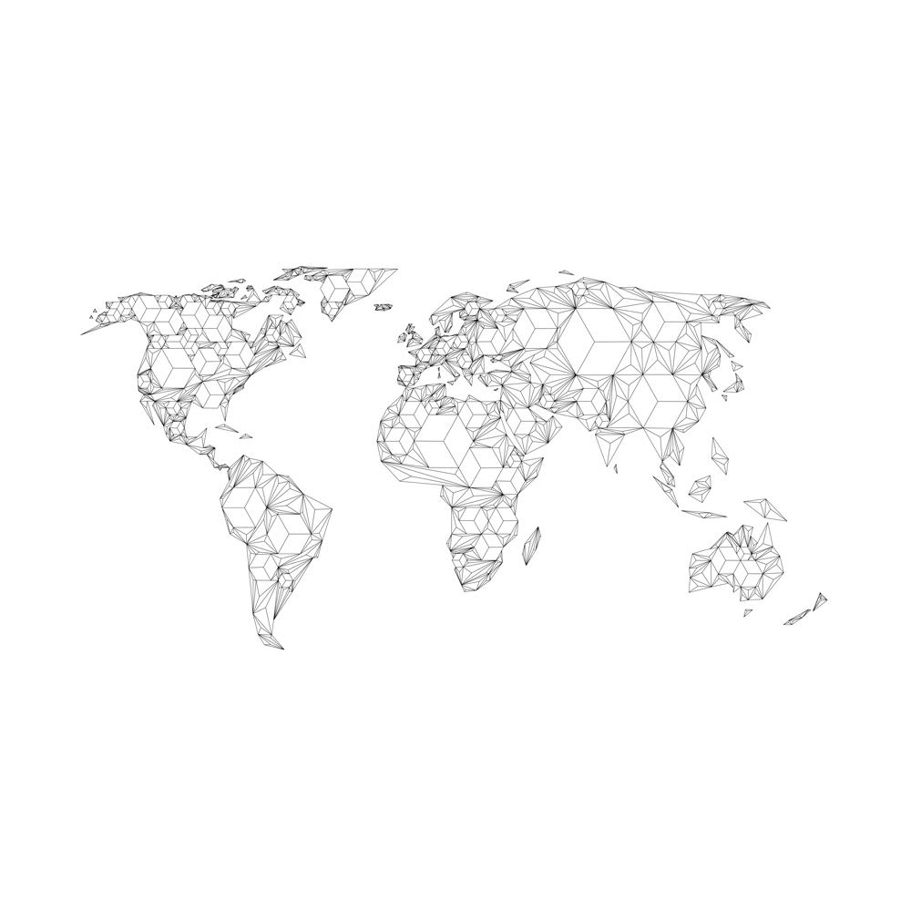 Papier peint panoramique carte du monde white solids 350x270 cm