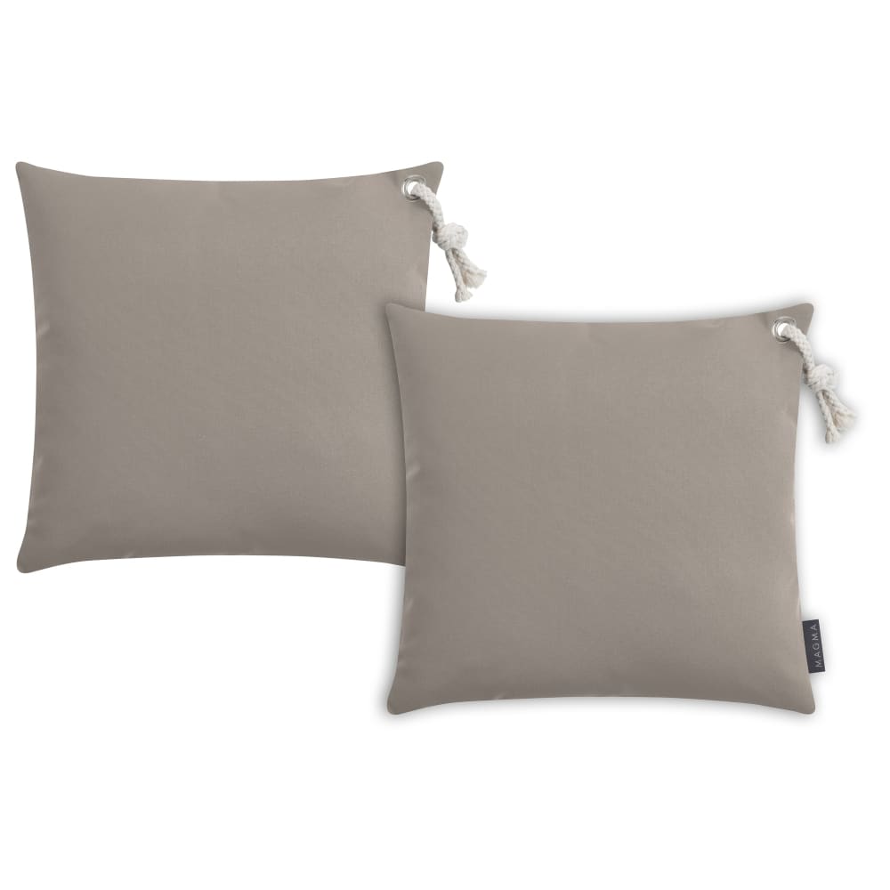 Magma Housses de coussin avec cordelette taupe- lot de 2- 40x40 style classique chic - Acrylique