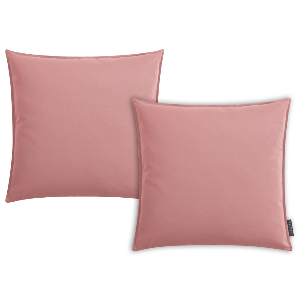 Magma Housses de coussin volant piqué corail- lot de 2- 50x50 style classique chic Rose Acrylique