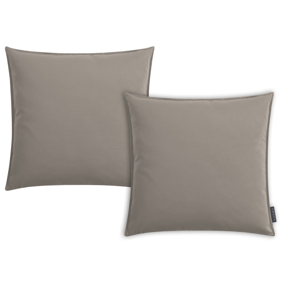 Magma Housses de coussin volant piqué taupe- lot de 2- 50x50 style classique chic - Acrylique