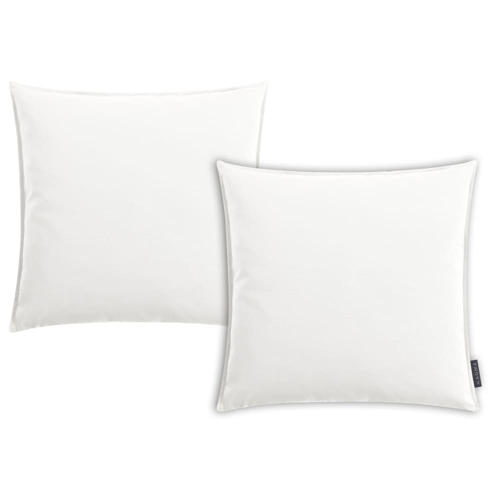 Magma Housses de coussin volant piqué ivoire- lot de 2- 50x50 style classique chic Blanc Acrylique