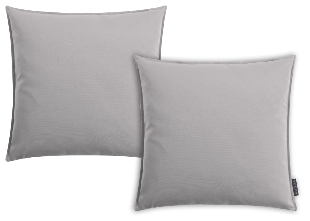 Housses de coussin volant piqué gris- Lot de 2- 50x50