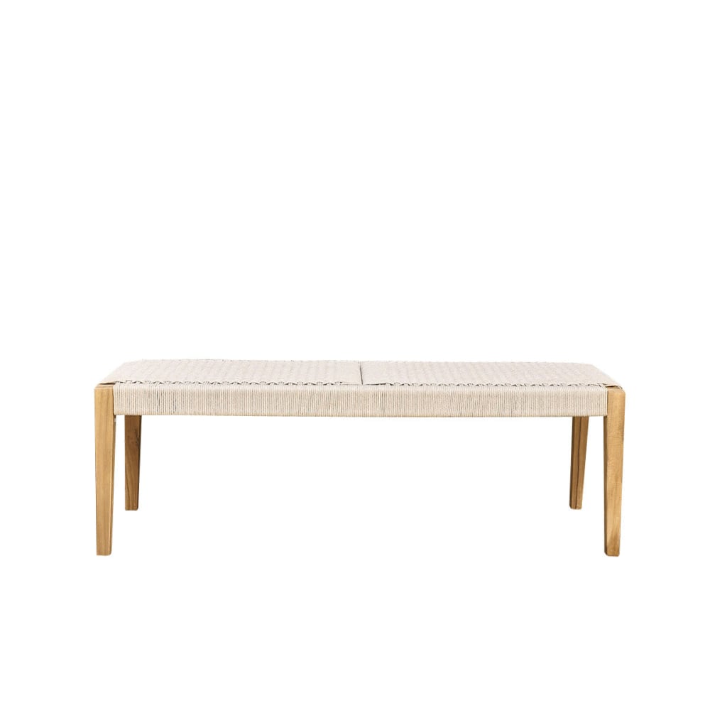Banc de jardin en teck massif et cordage beige