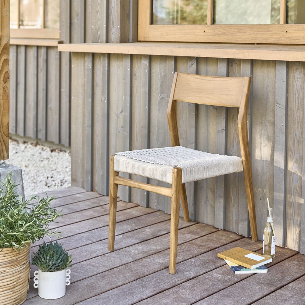 Chaise de jardin en teck massif et cordage