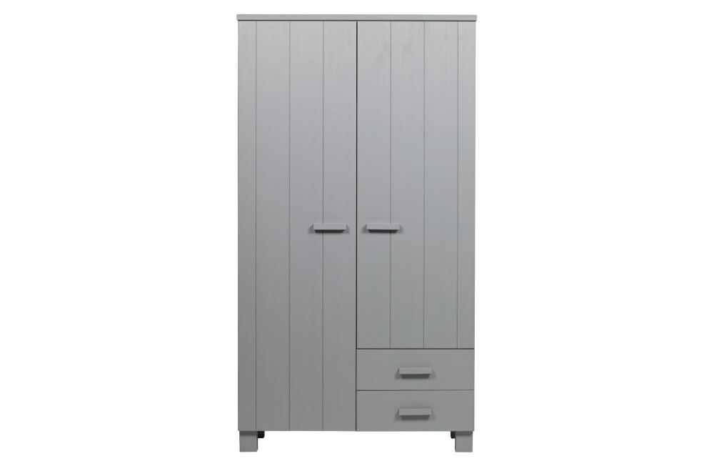 Armoire 2 portes et 2 tiroirs en bois gris