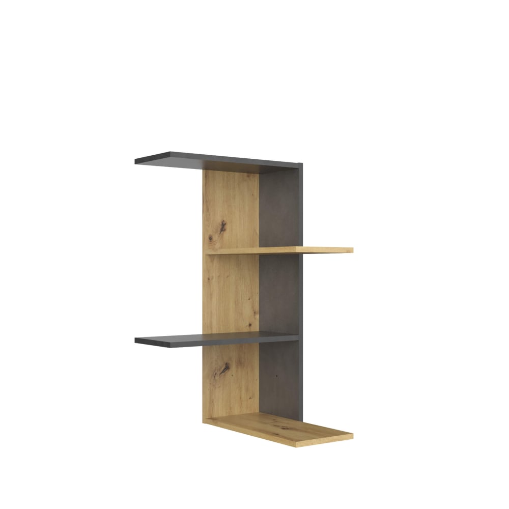 Etagère murale d'angle effet bois, beige