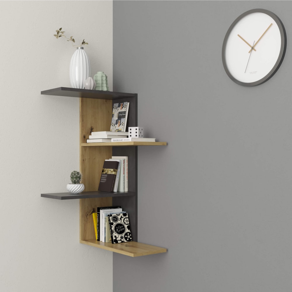Etagère murale d'angle effet bois, beige - Maisons du Monde