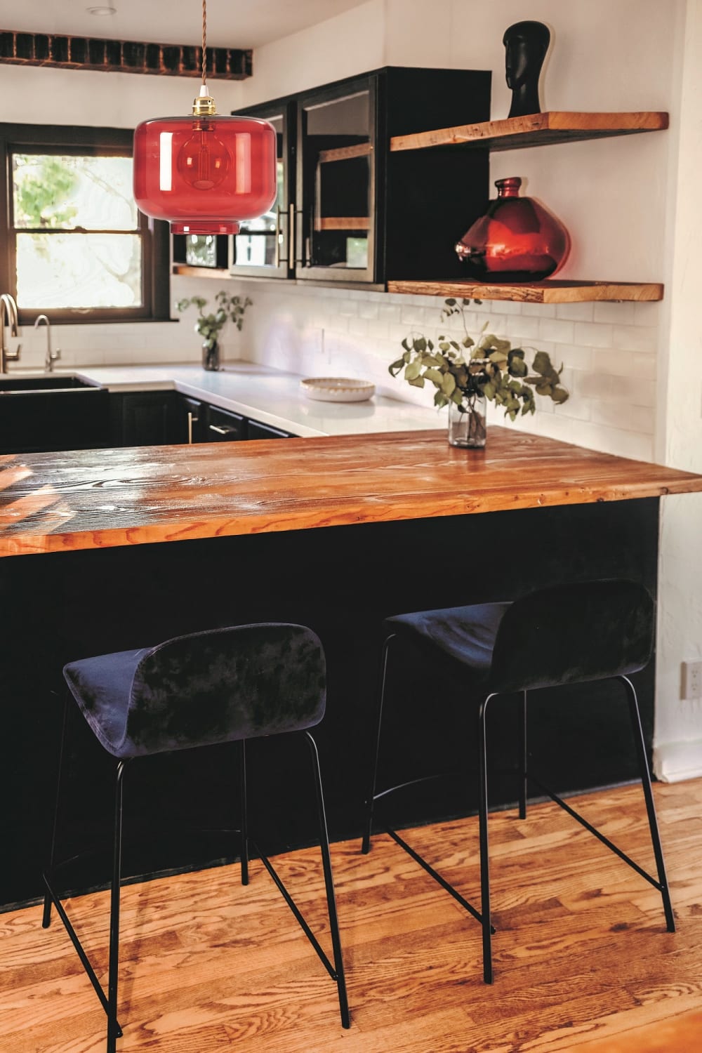 Lámpara techo pantalla vidrio soplado rojo vino - Maisons du Monde