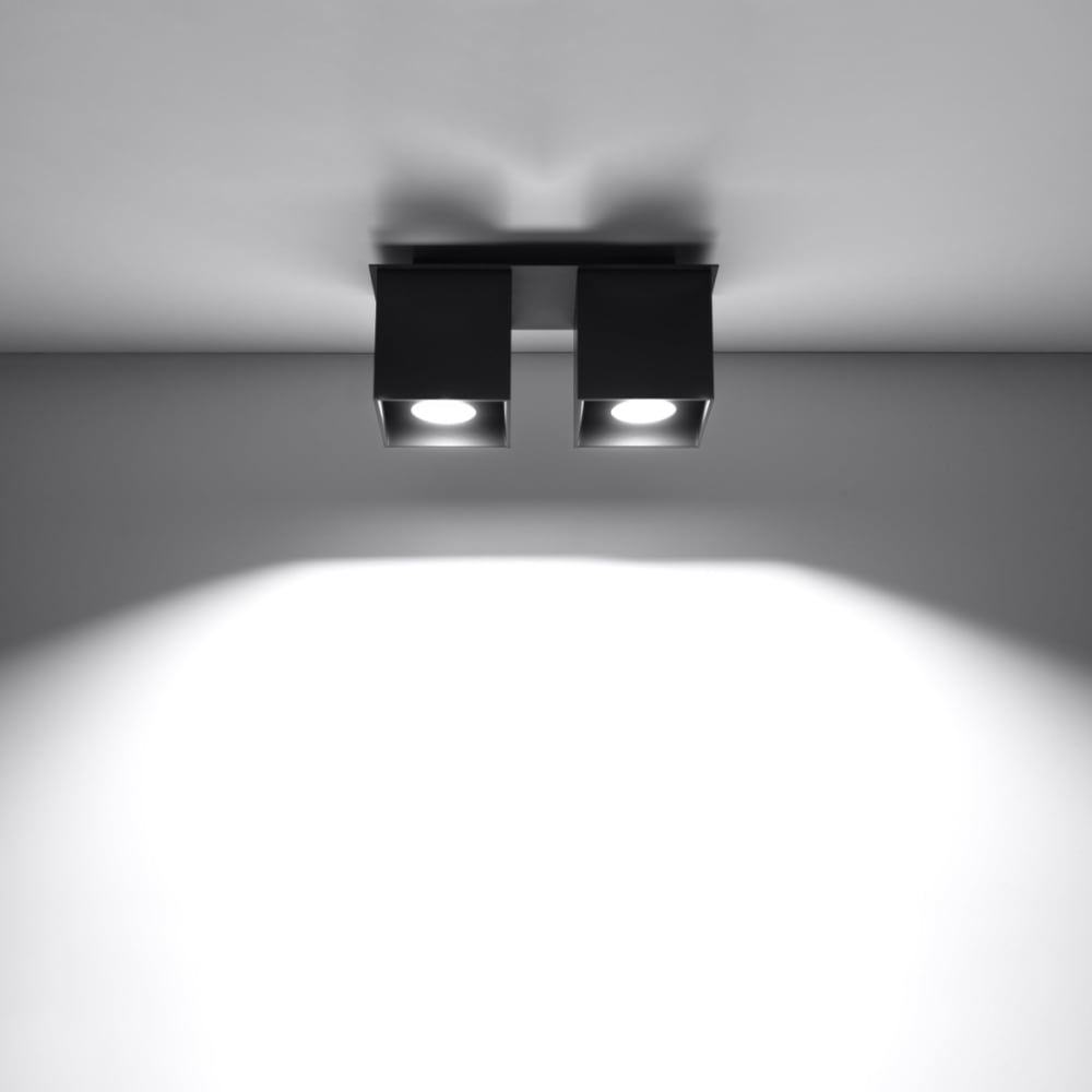 Plafonnier Aluminium Noir GU10 2 Quad 2 — vue 4