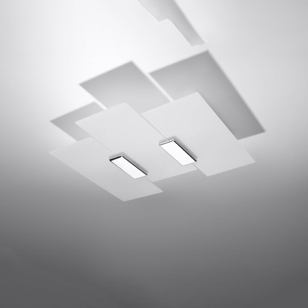Plafonnier Acier Chrome/Blanc E27 3 Fabiano — vue 3