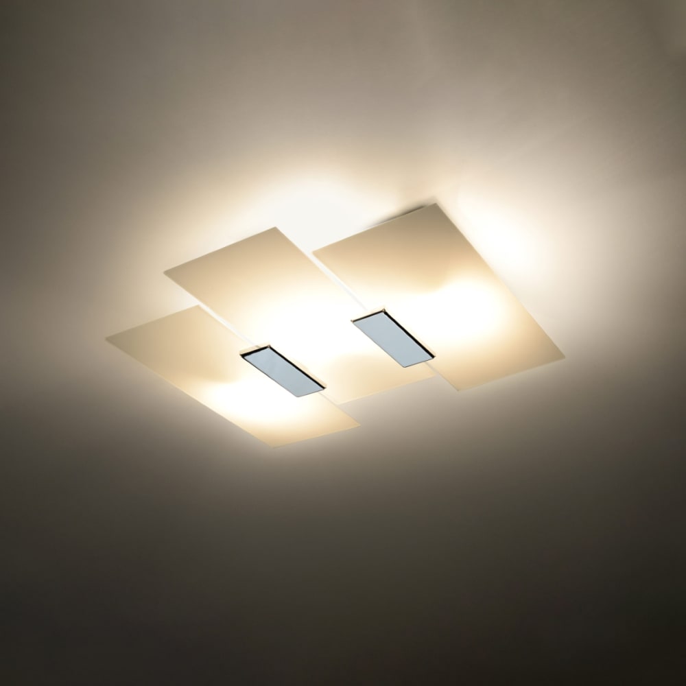 Plafonnier Acier Chrome/Blanc E27 3 Fabiano — vue 4