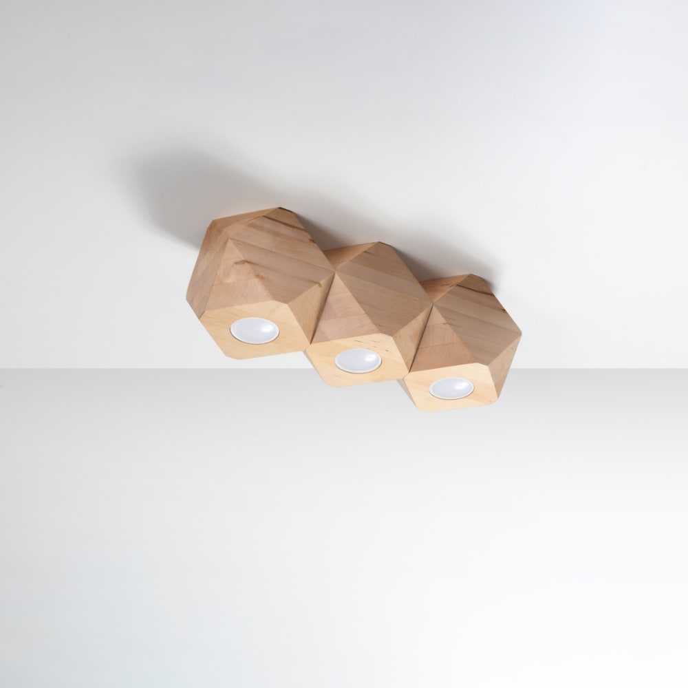 Plafonnier Bois Bois Naturel GU10 3 Woody — vue 3
