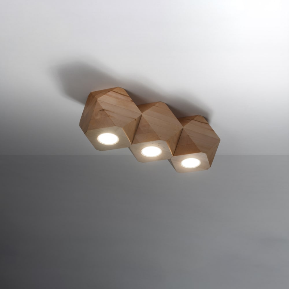 Plafonnier Bois Bois Naturel GU10 3 Woody — vue 4