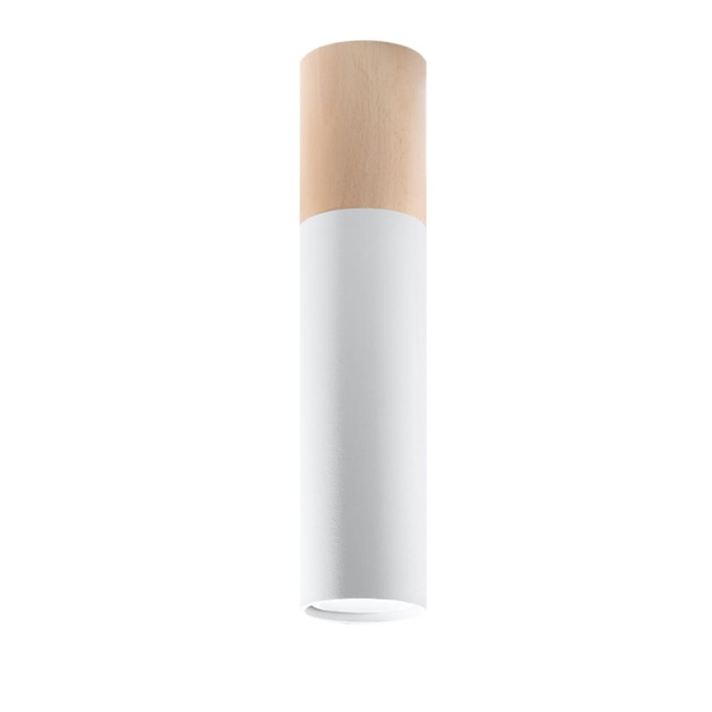 Lámpara de techo madera natural/blanca acero/madera alt. 30 cm