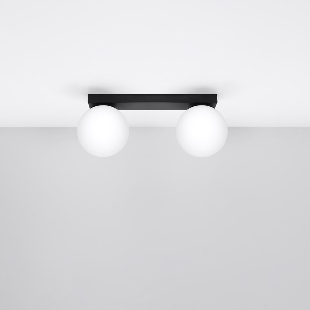 Lampada a soffitto nera acciaio/vetro - Sollux Lighting