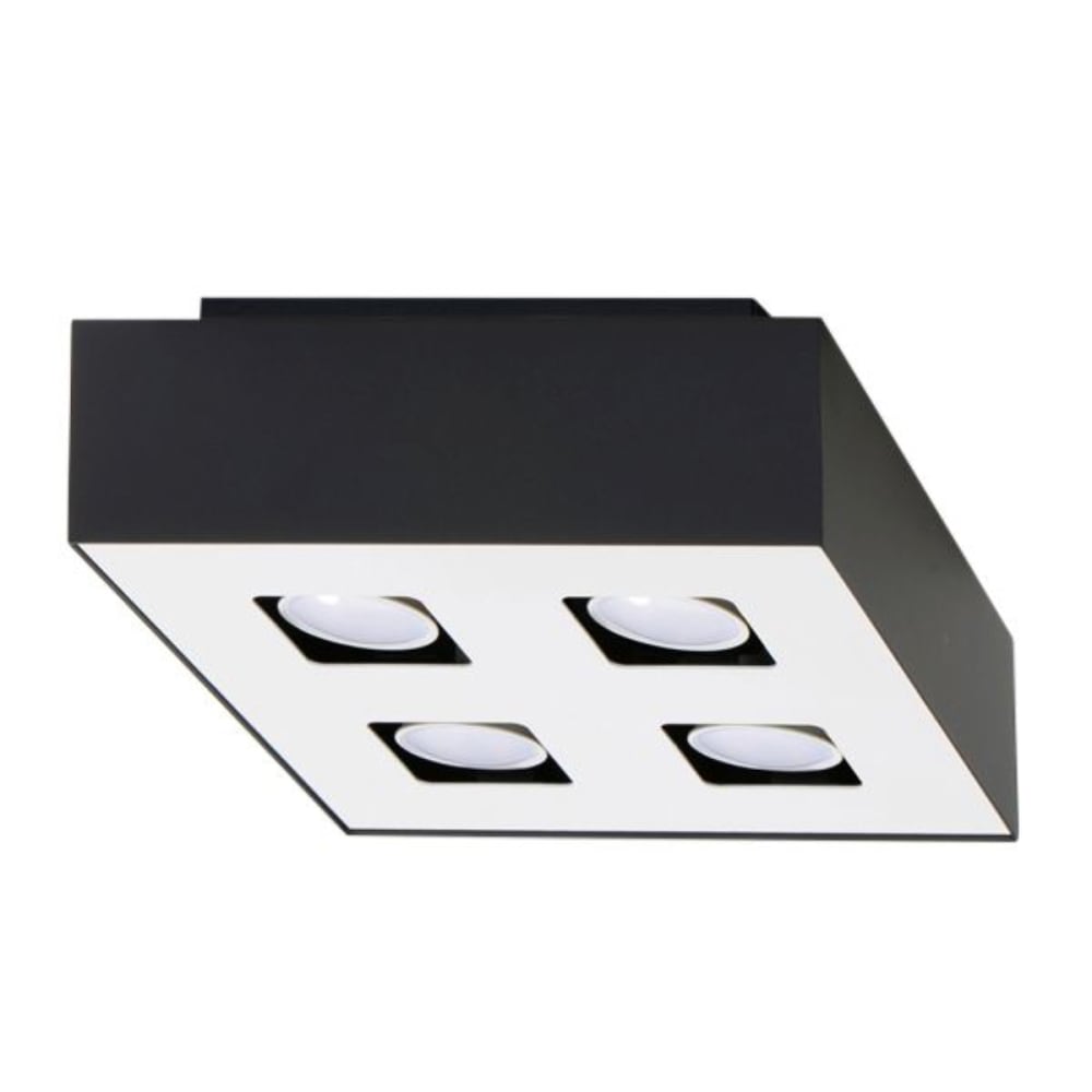 Plafonnier Acier Noir/Blanc GU10 4 Mono