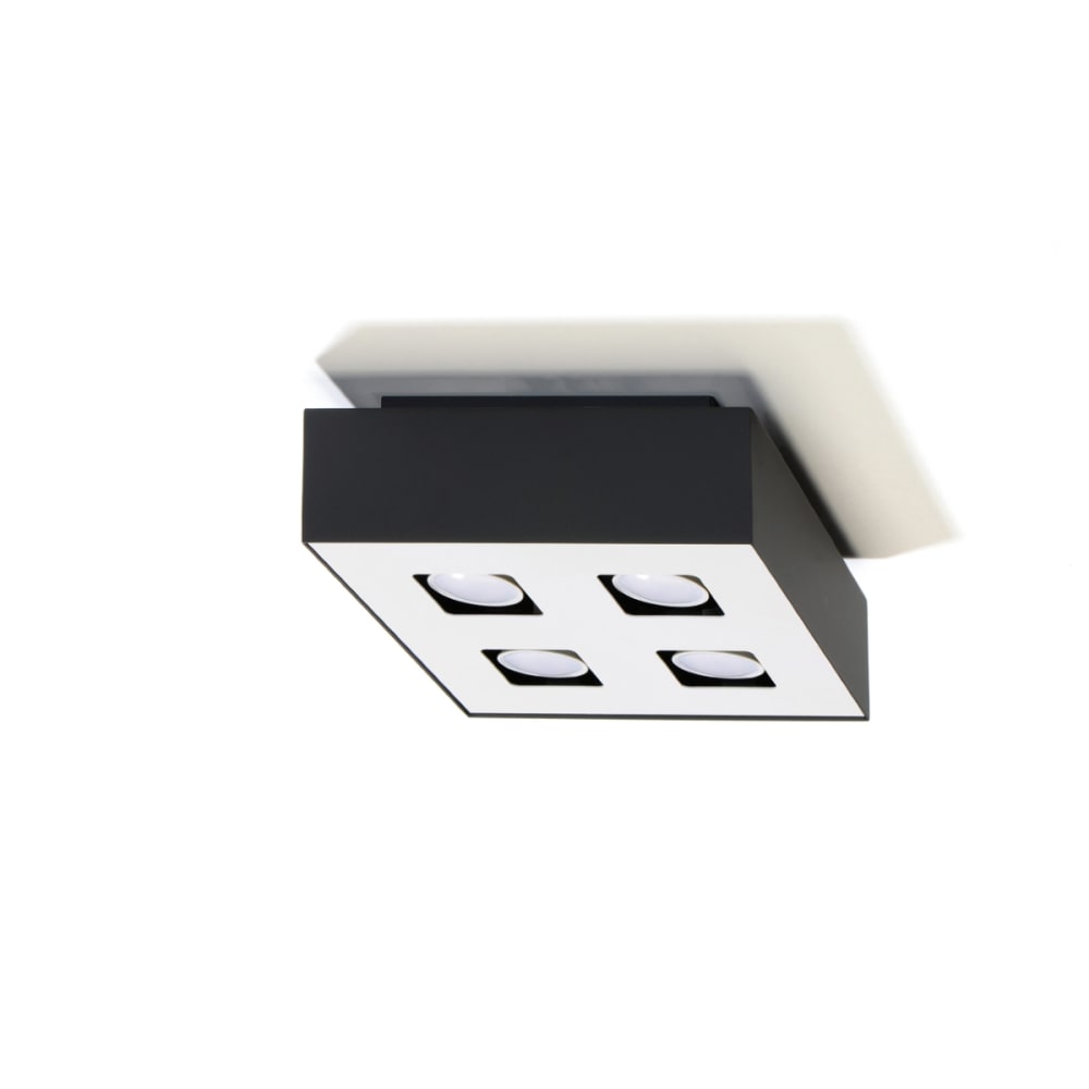 Plafonnier Acier Noir/Blanc GU10 4 Mono — vue 3