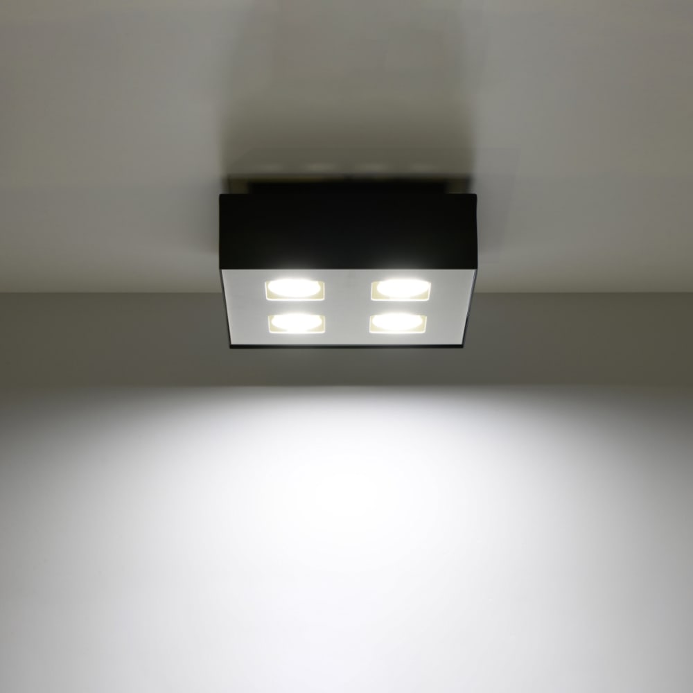 Plafonnier Acier Noir/Blanc GU10 4 Mono — vue 4