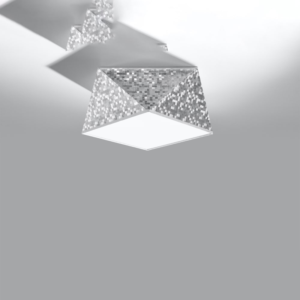Plafonnier PVC Argent E27 1 Hexa — vue 3